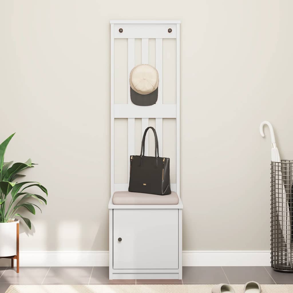 Hall Tree SANDNES White 45x40x159.5 cm Solid Wood Pine