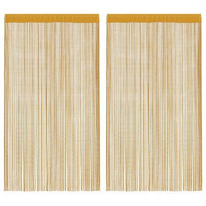 String Curtains 2 pcs Gold 100x250 cm