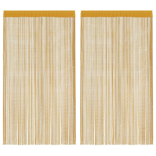String Curtains 2 pcs Gold 100x250 cm