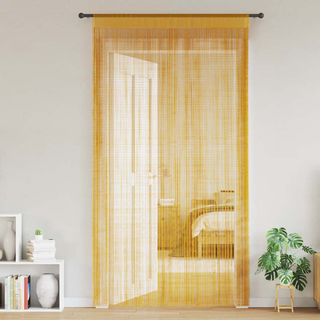 String Curtains 2 pcs Gold 100x250 cm