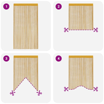 String Curtains 2 pcs Gold 140x250 cm
