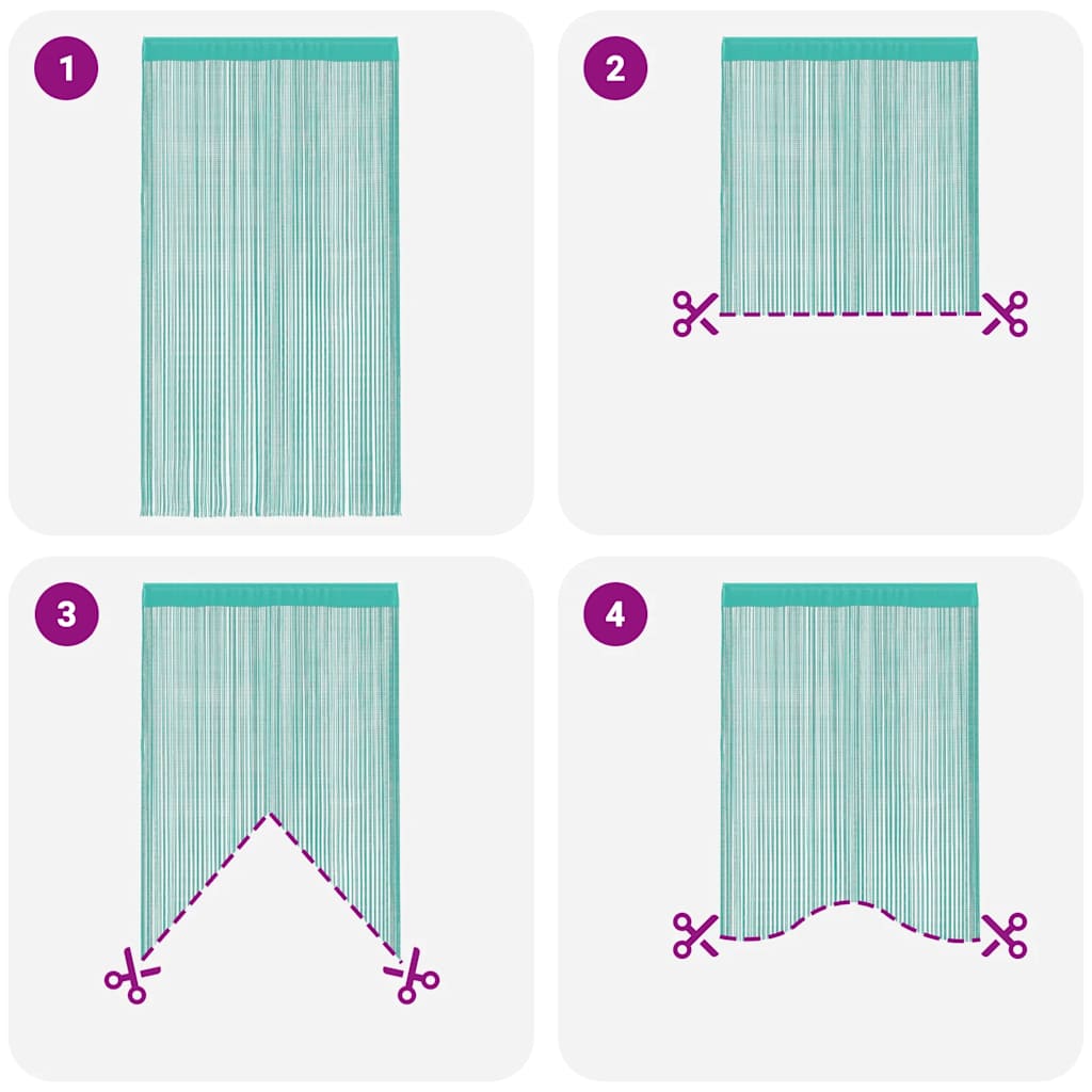 String Curtains 2 pcs Turquoise 140x250 cm