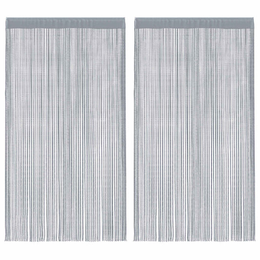 String Curtains 2 pcs Light Grey 100x250 cm