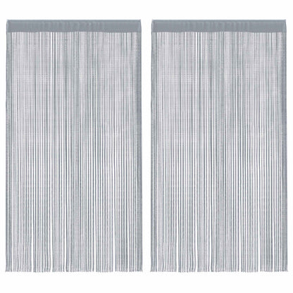 String Curtains 2 pcs Light Grey 140x250 cm
