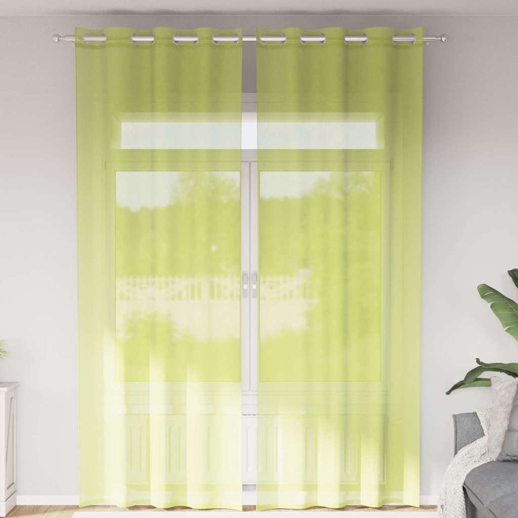 Voile Curtains with Grommets 2 pcs Apple Green 140x300 cm