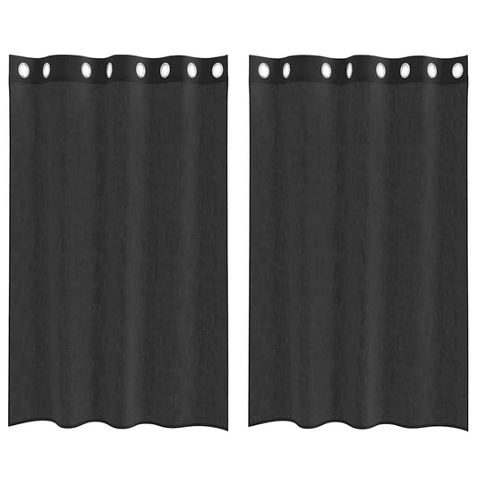 Voile Curtains with Grommets 2 pcs Black 140x175 cm