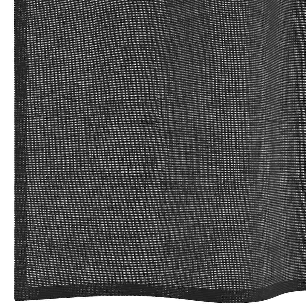 Voile Curtains with Grommets 2 pcs Black 140x300 cm