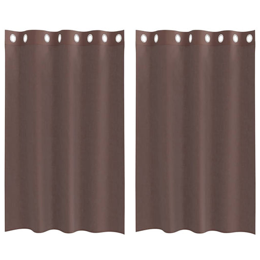 Voile Curtains with Grommets 2 pcs Brown 140x175 cm