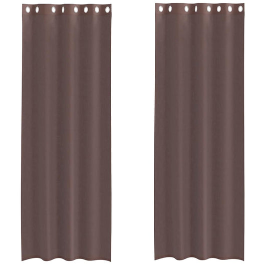 Voile Curtains with Grommets 2 pcs Brown 140x300 cm