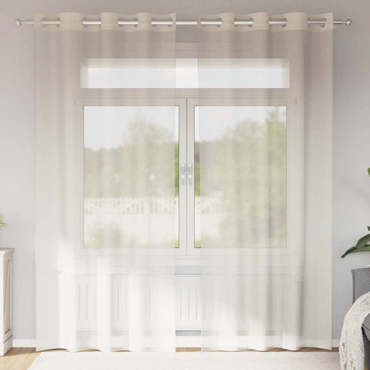 Voile Curtains with Grommets 2 pcs Cream 140x245 cm