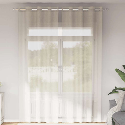 Voile Curtains with Grommets 2 pcs Cream 140x300 cm