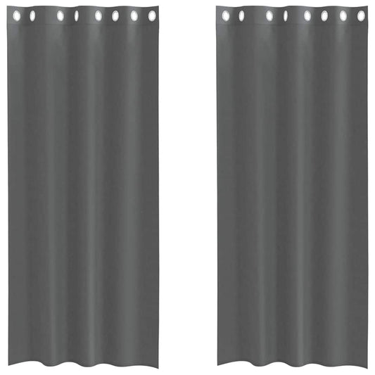 Voile Curtains with Grommets 2 pcs Dark Grey 140x245 cm