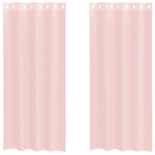 Voile Curtains with Grommets 2 pcs Light Pink 140x245 cm