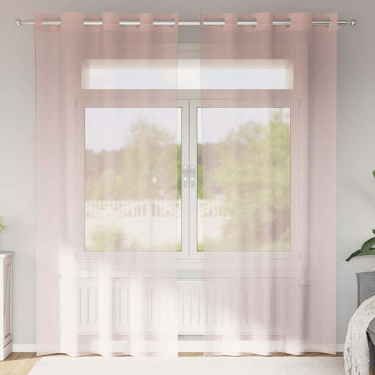 Voile Curtains with Grommets 2 pcs Light Pink 140x245 cm