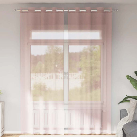 Voile Curtains with Grommets 2 pcs Light Pink 140x300 cm