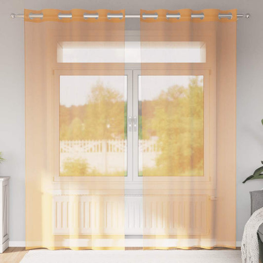 Voile Curtains with Grommets 2 pcs Orange 140x225 cm
