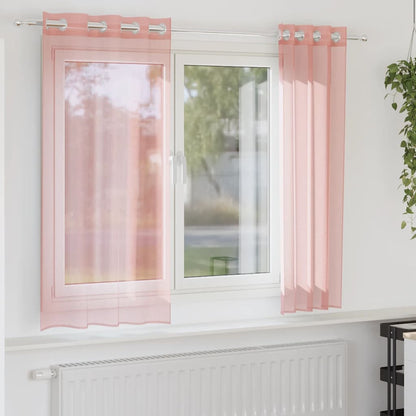 Voile Curtains with Grommets 2 pcs Pink 140x140 cm