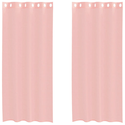 Voile Curtains with Grommets 2 pcs Pink 140x245 cm