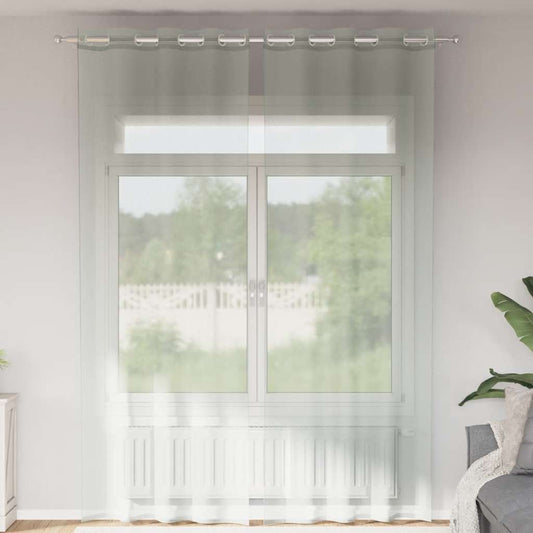 Voile Curtains with Grommets 2 pcs Light Grey 140x260 cm