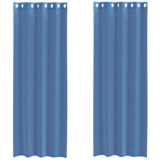 Voile Curtains with Grommets 2 pcs Royal Blue