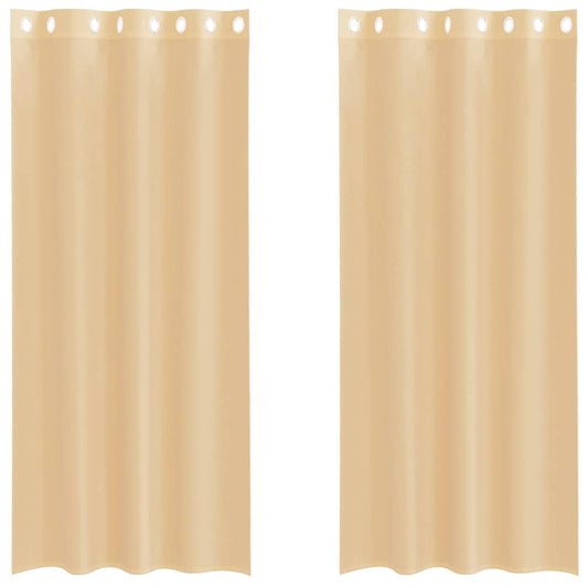 Voile Curtains with Grommets 2 pcs Sand