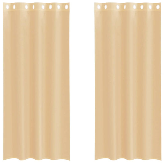 Voile Curtains with Grommets 2 pcs Sand