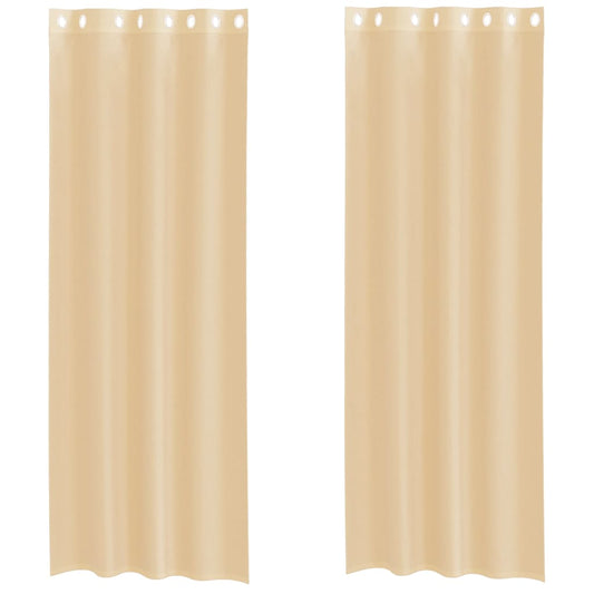 Voile Curtains with Grommets 2 pcs Sand