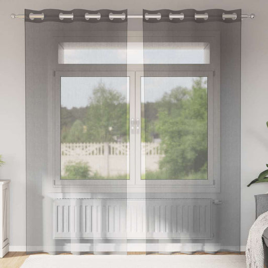 Voile Curtains with Grommets 2 pcs Light Brown