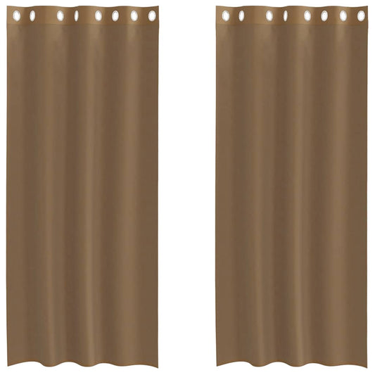 Voile Curtains with Grommets 2 pcs Light Brown
