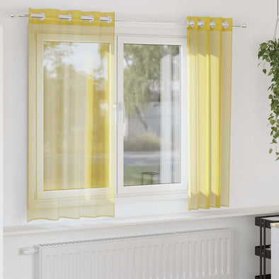 Voile Curtains with Grommets 2 pcs Yellow