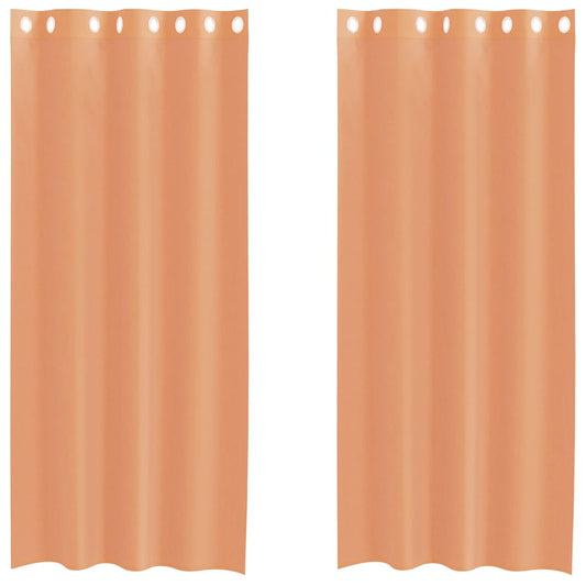 Voile Curtains with Grommets 2 pcs Terracotta