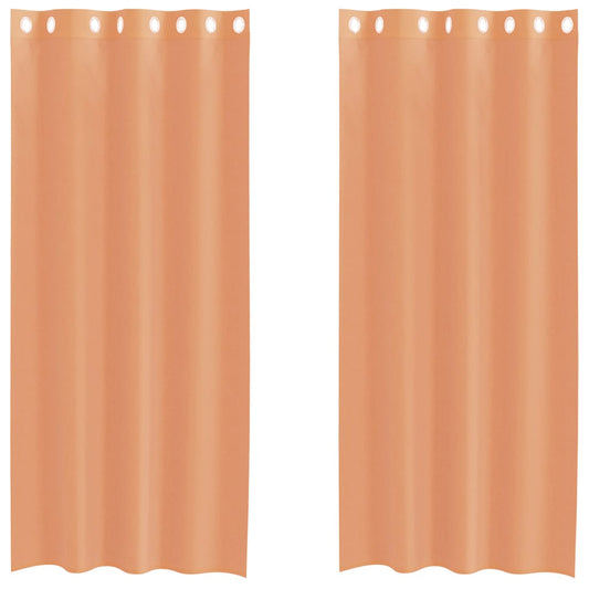 Voile Curtains with Grommets 2 pcs Terracotta
