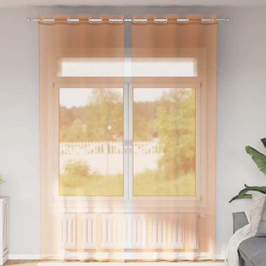 Voile Curtains with Grommets 2 pcs Terracotta