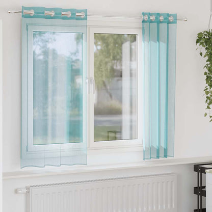 Voile Curtains with Grommets 2 pcs Turquoise