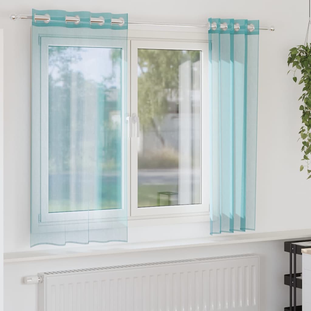 Voile Curtains with Grommets 2 pcs Turquoise