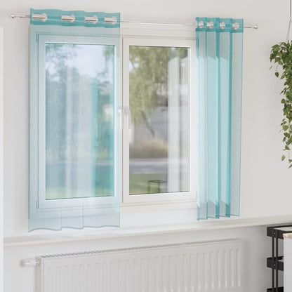 Voile Curtains with Grommets 2 pcs Turquoise