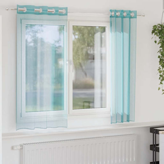 Voile Curtains with Grommets 2 pcs Turquoise