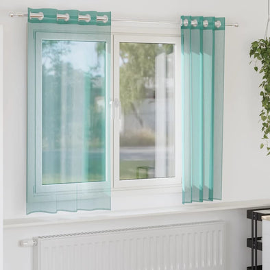 Voile Curtains with Grommets 2 pcs Turquoise