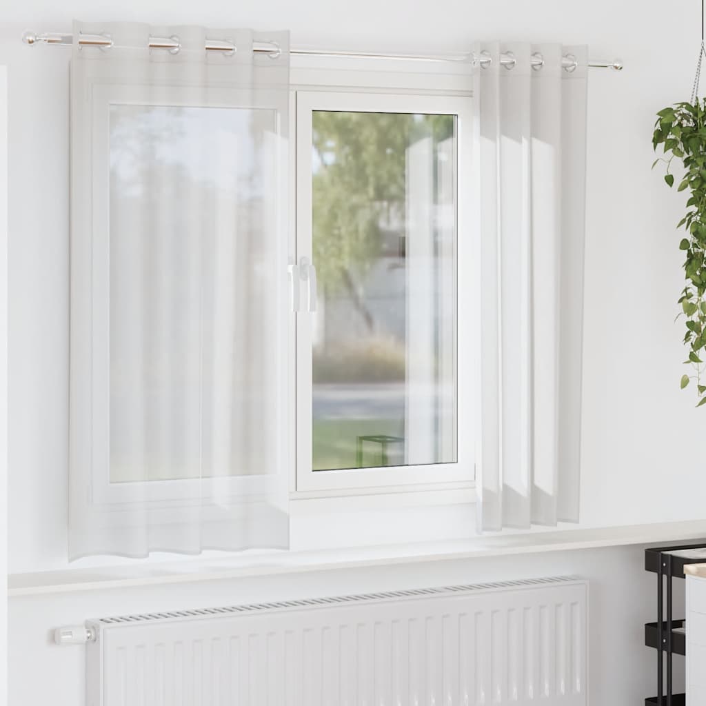 Voile Curtains with Grommets 2 pcs White