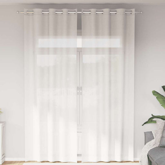 Voile Curtains with Grommets 2 pcs White
