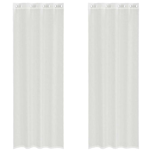 Voile Curtains with Grommets 2 pcs White