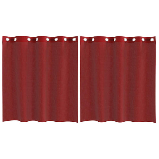 Voile Curtains with Grommets 2 pcs Wine Red