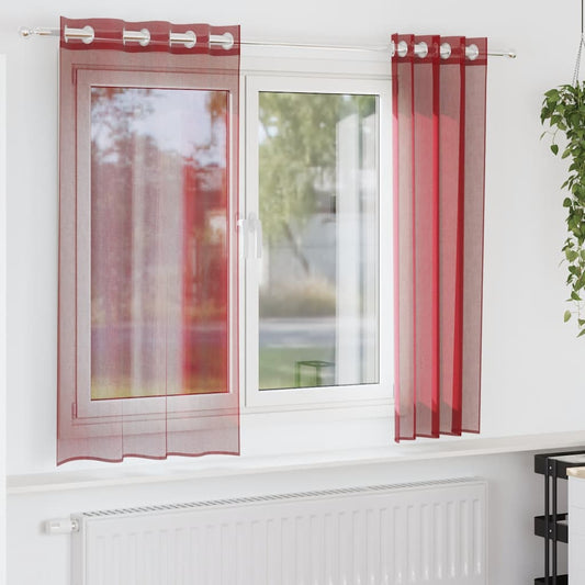 Voile Curtains with Grommets 2 pcs Wine Red