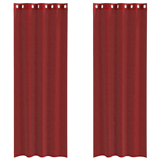 Voile Curtains with Grommets 2 pcs Wine Red