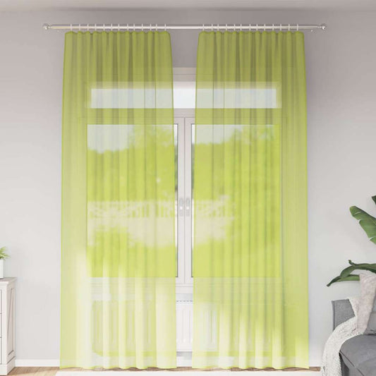 Voile Curtains with Rod Pockets 2 pcs Apple Green