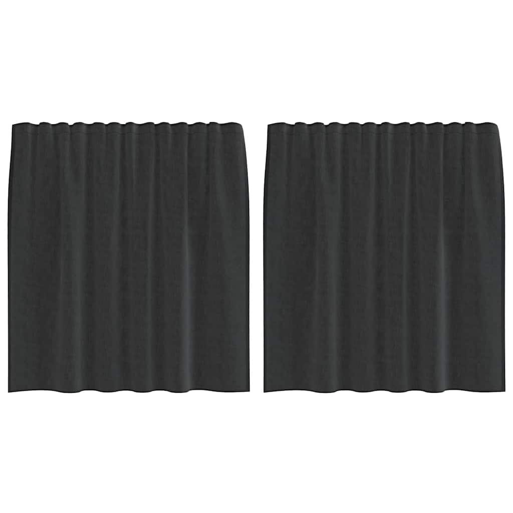 Voile Curtains with Rod Pockets 2 pcs Black