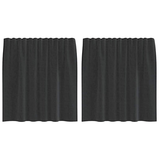 Voile Curtains with Rod Pockets 2 pcs Black