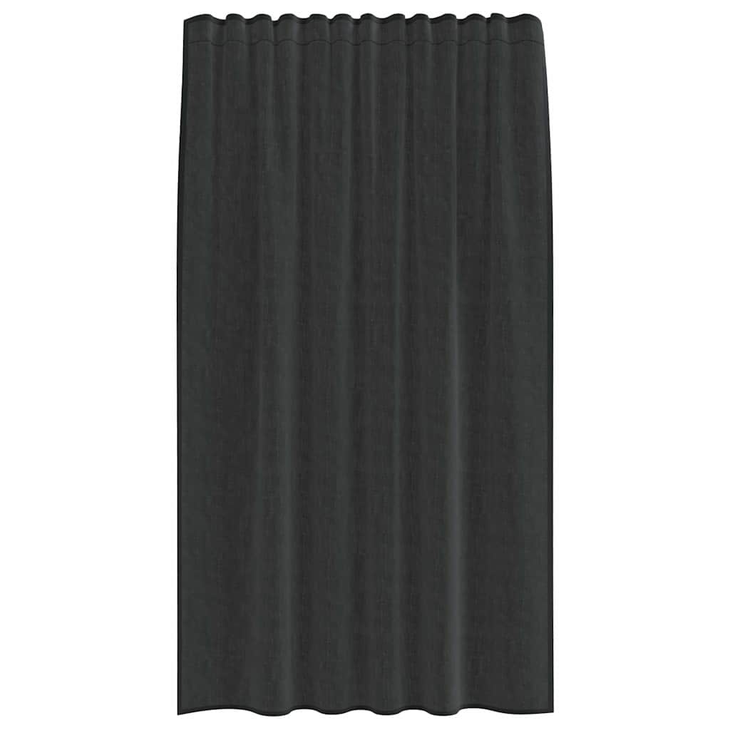Voile Curtains with Rod Pockets 2 pcs Black