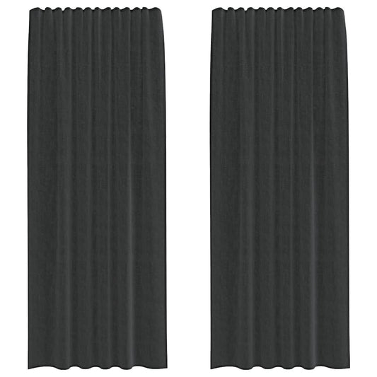 Voile Curtains with Rod Pockets 2 pcs Black