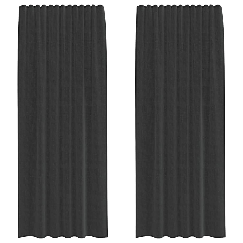 Voile Curtains with Rod Pockets 2 pcs Black